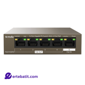 سوییچ 5 پورت مدل TEF1105P 100 POE برند TENDA